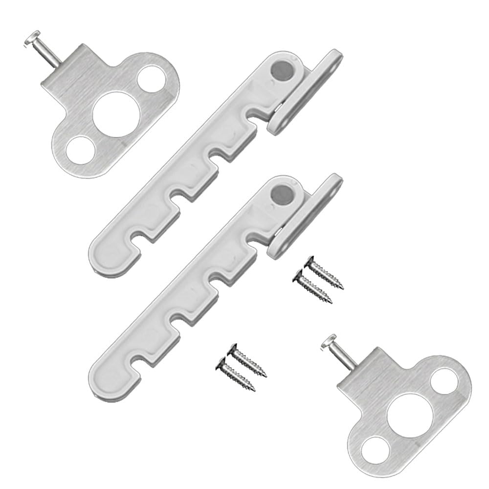 Window Safety Restrictors 2 Pcs Plastic Window Restrictor Hooks Adjustable Position Casement Window Limiter Latch with 4 Screws for Wooden/Metal Internally Opening Window and Door (8cm Adjustable)