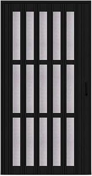 ZIMGOD Accordion Door Black PVC Folding Door 32x80 48x80 56x80 60x80 70x80 80x80 Inch, Interior Sliding Door Customized, Foldable Divider Door Screen for Doorway Closet35x39in 89x100cm