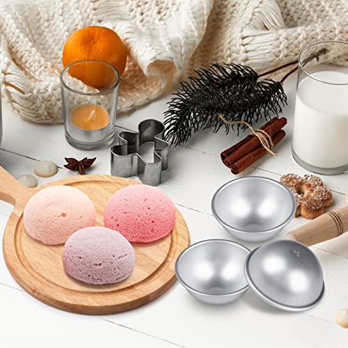 Fvvmeed 6 Pieces 3D Mini Aluminum Hemisphere Pans Half Ball Sphere Bath Bomb Cake Pan Tin Baking Mold Pastry Cupcake Mould For Chocolate, Cake, Jelly, Pudding, Handmade Soap, Candy, Dome Mousse, L #TOP5