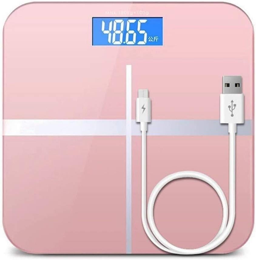 Professional Intelligent Electronic Scales Household Floor Skid Scale Digital Temperature Bathroom Scale USB Charging Scale Durable (Color : Rose Gold)