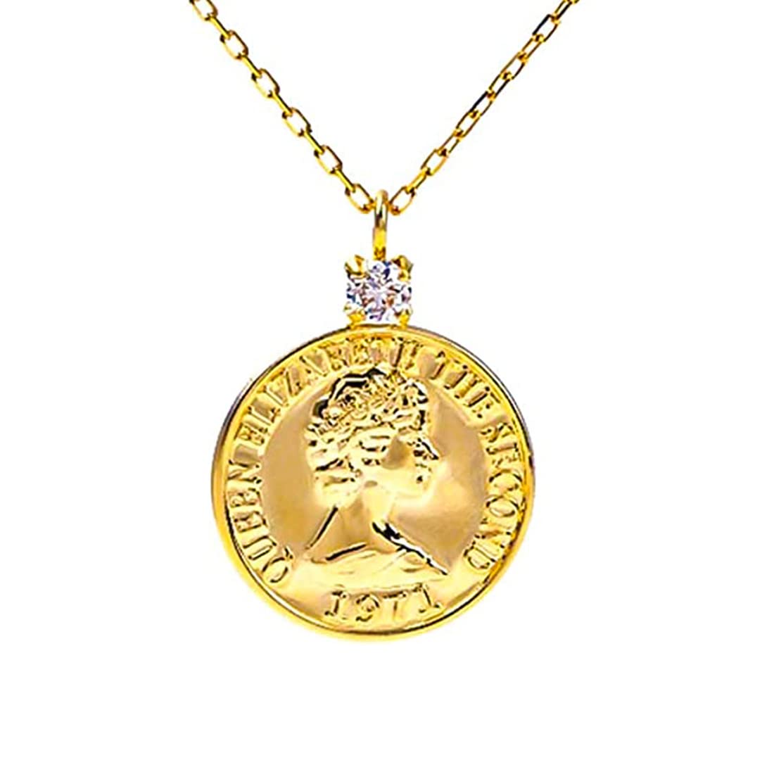 K18YG枠 ダイヤモンド コイン ペンダント 0.08CT 