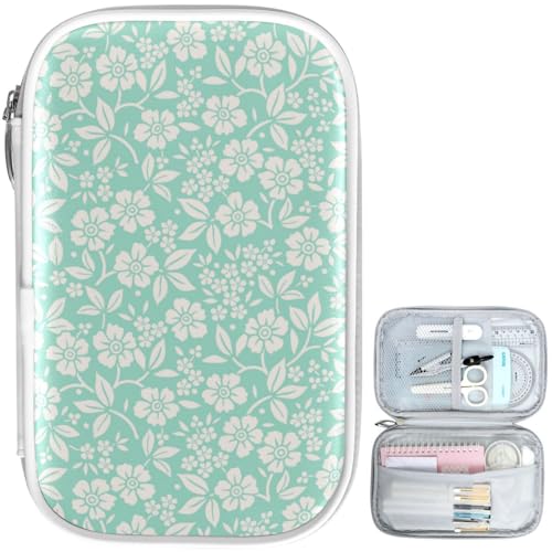 Image of White Flowers Pencil Bag Case Zipper Pencil Holder Organizer Stationary Pen Bag Cosmetic Makeup Bag Pouch Purse for School Office Supplies