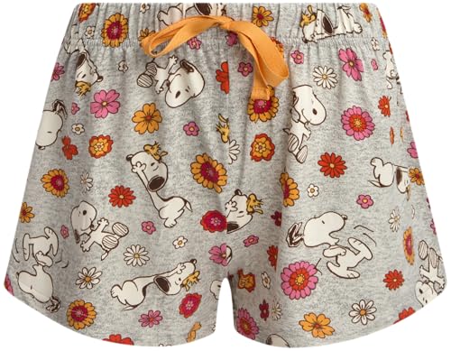 Image of COCO BRANDS Peanuts Snoopy Womens Pajama Set - 2 Piece Short Sleeve Button Down Sleep Shirt and Pajama Shorts