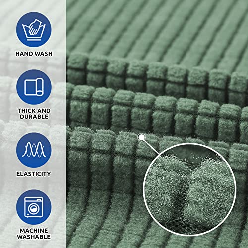 KEKUOU Stretch Single Sofa Slipcover 1 Piece Couch Sofa Cover (31"-55") Furniture Protector 1 Seater Sofa with Elastic Bottom for Kids,Pet.Jacquard Small Checked Pattern Fabric(Small,Greyish Green)