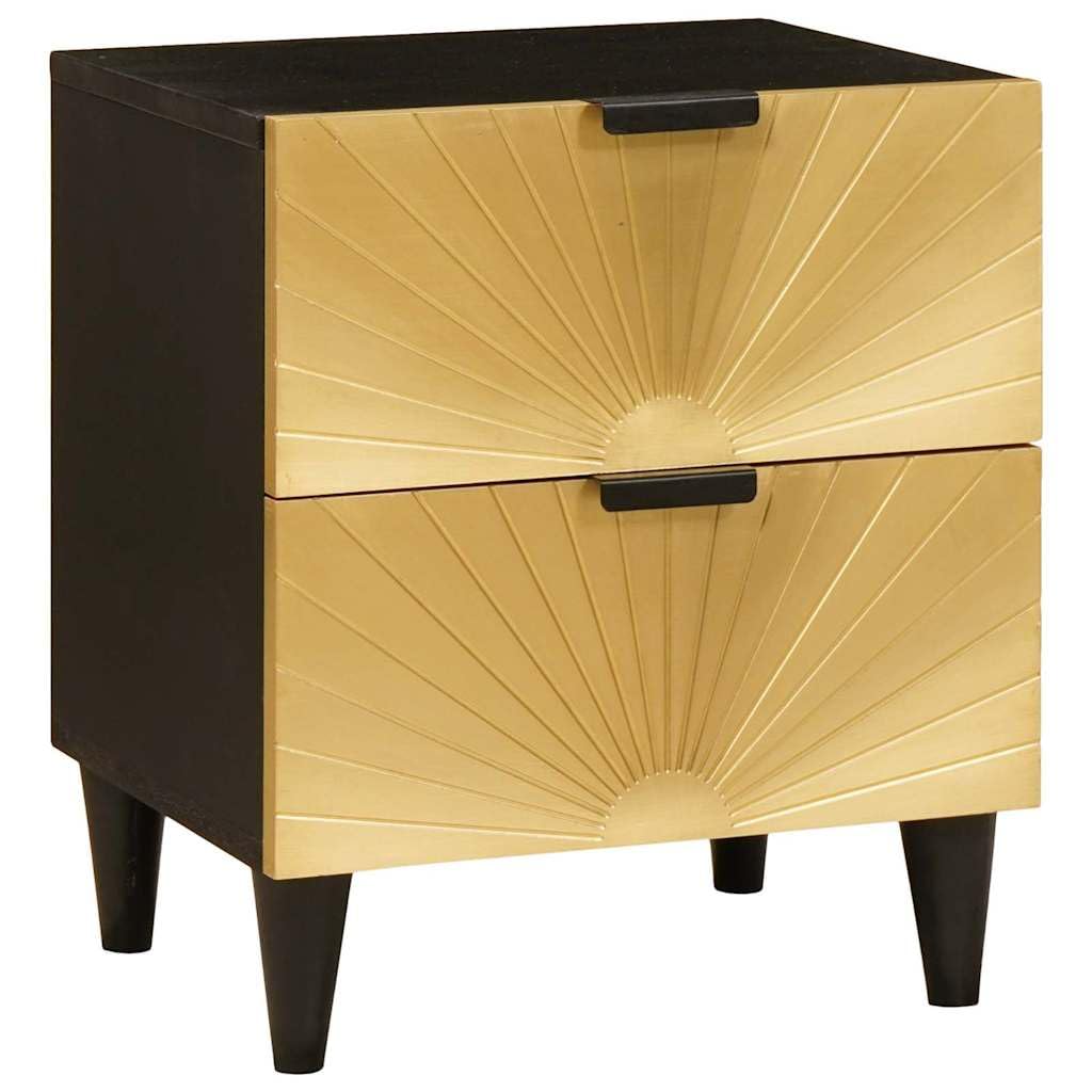 Table de chevet noir et or 2 tiroirs de rangement chic pour chambre et salon