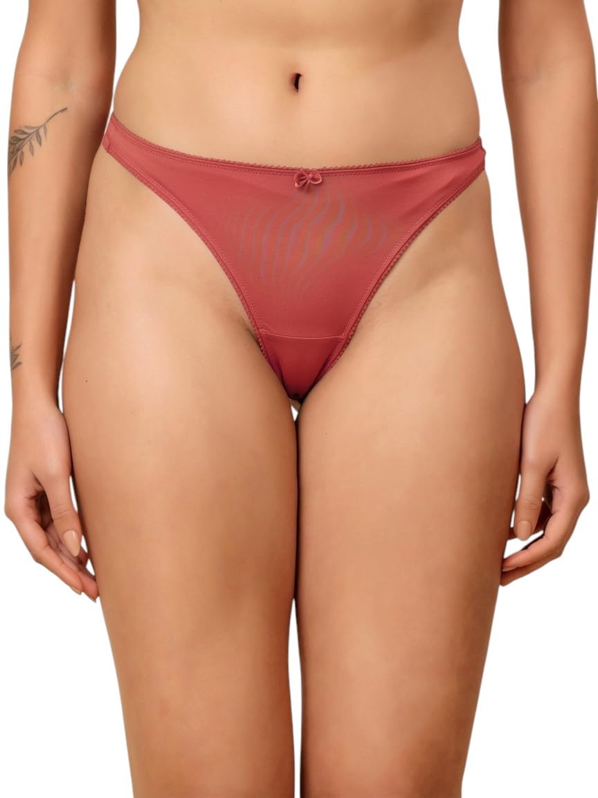Women Microfiber & Cotton Brazilian Thong Briefs-image-32