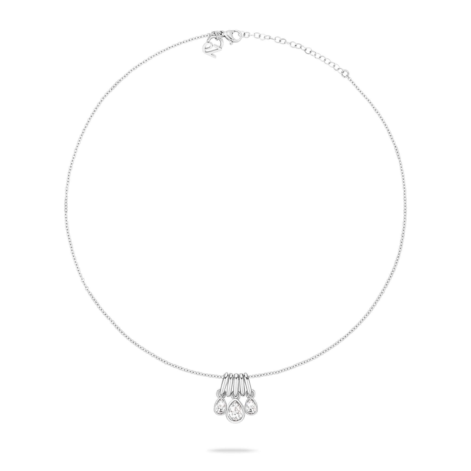 Echtzeit Collana da donna con ciondolo a goccia scintillante, gioiello versatile e intramontabile per indossare singoli, accessorio perfetto da donna, 45 cm, Acciaio inossidabile, Pietra di vetro