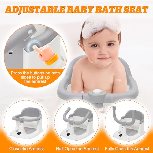 Siège de bain bébé 6-24 mois gris avec 4 ventouses de sécurité - 2