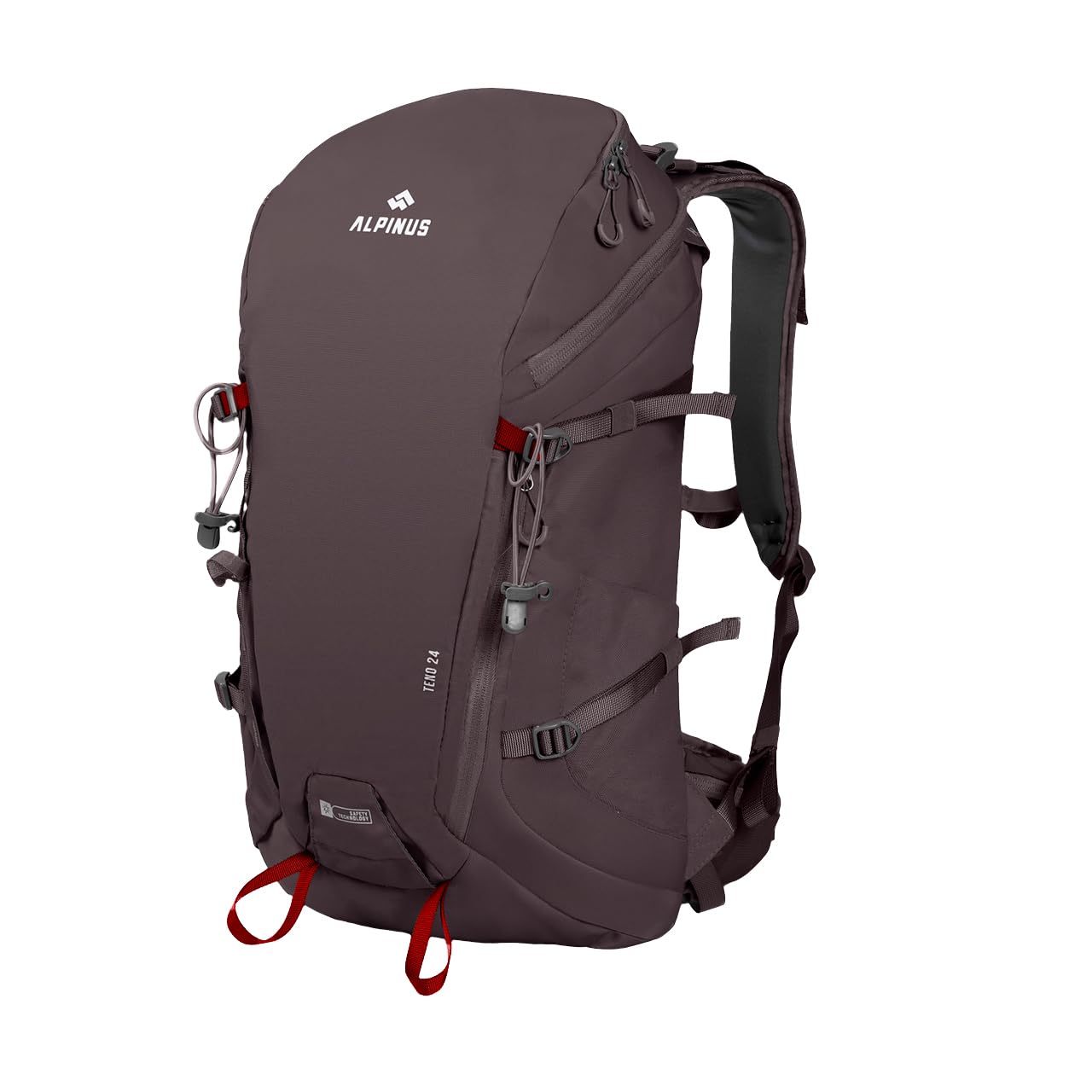 Alpinus - Plecak Turystyczny Outdoorowy Teno 24 l, Plecak Trekkingowy, Z systemem Wentylacji AVS, Ochrona Przed Deszczem, Lekki, Kempingowy - szary