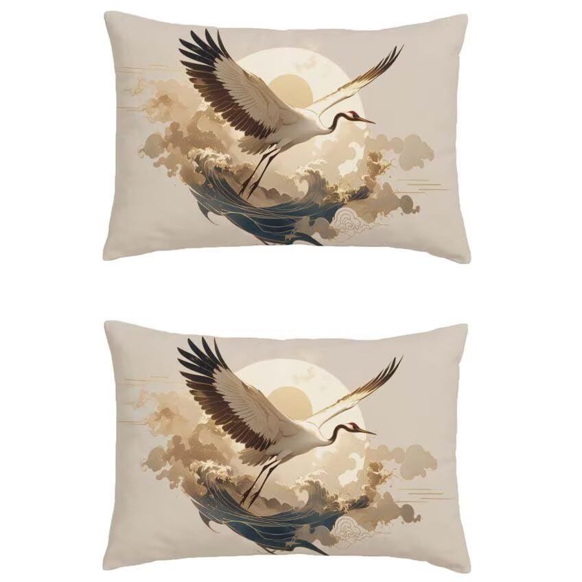 Coussin exterieur impermeable aspect lin crème 60x80cm avec impression double face