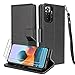 Produktbild WuGlrz Handyhülle für Xiaomi Redmi Note 10 Pro/Note 10 Pro Max mit 2 Stück Panzerglas Schutzfolie, Luxus PU Leder Brieftasche Hülle mit Clip Lanyard Magnetisch Flip Schutzhülle -Schwarz