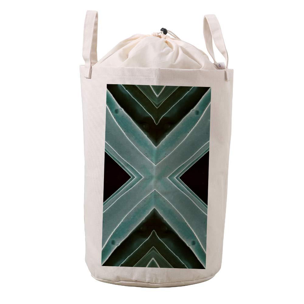 Panier à linge en coton épais rayé vert et style bohème haut de gamme