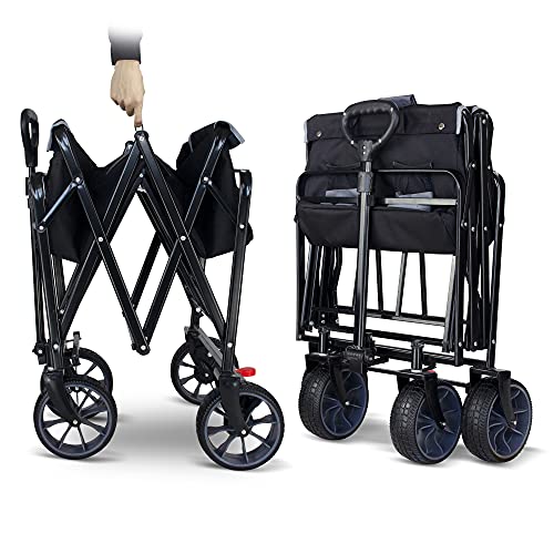 TMZ Opvouwbare bolderkar, all-terrain tuinwagen met voetrem, gepatenteerde brede autobanden, vouwwagen, 90 l handwagen… - Image 7