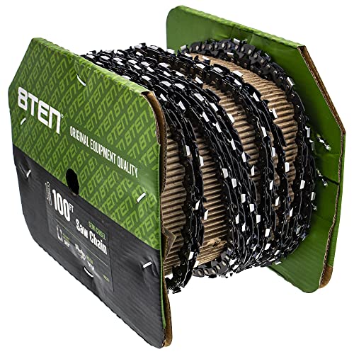 8TEN Chainsaw Chain Bulk Reel Semi Chisel 100 Foot .043 Gauge 3/8 Pitch Low Profile
