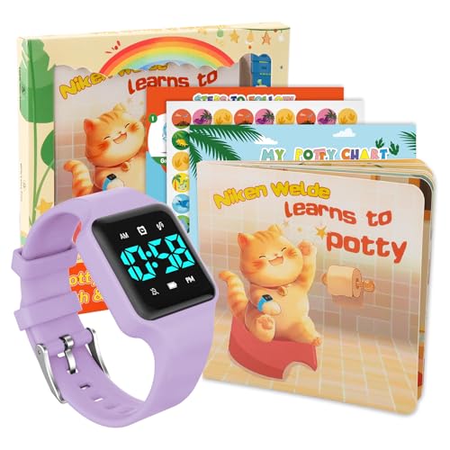 Image of Toddler Potty Training Set - Potty Training Watch with Musical /Vibration Countdown Alerts, Fun Board Book, Progress Chart & Reward Stickers - Interactive Potty Training Kit for Kids Ages 2-6
