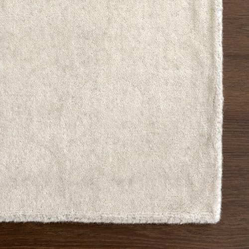 Image of Hand-Tufted Woolen Carpet for Living Room 6x9 feet Solid Ivory Plain Anti-Skid Area Rug High Pile Thick Carpet & Rugs for Hall & Bedroom