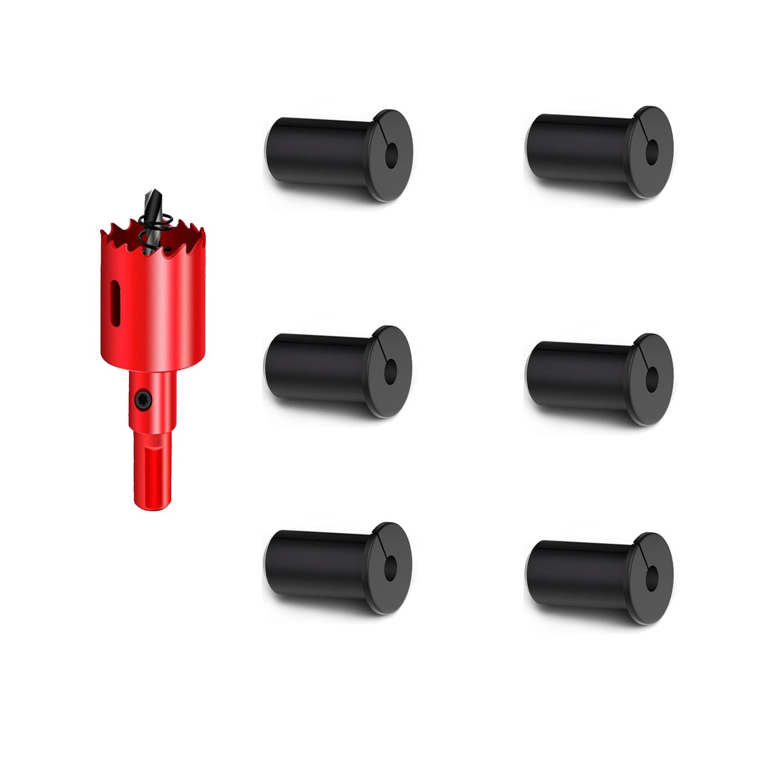 DuDuZui 6PCS Black Wall Bushing for Starlink Cable 19mm 3/4Inch Wall Grommets for Starlink Cable Feed-Through Ethernet Cable Grommet for Starlink Cable and Furniture Wire Hole with 1PC Hole Saw