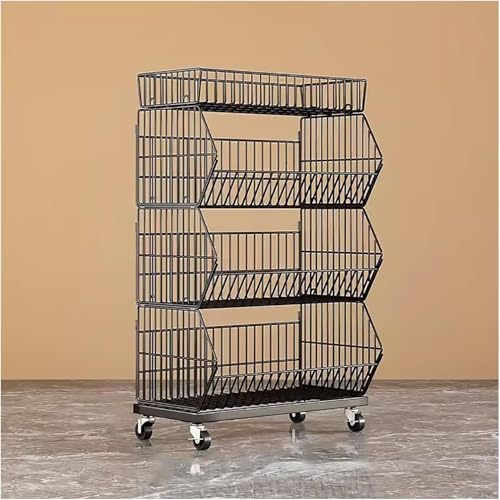 Estantería de alambre de metal con ruedas, organizador independiente ajustable para cocina, venta al por menor y almacenamiento