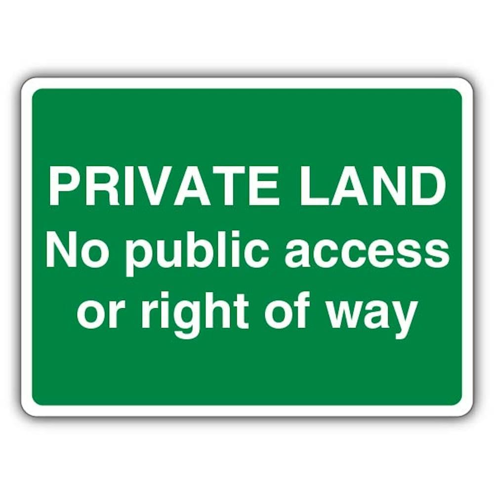 V Safety Private Land No Public Access Or Right Of Way - Green Landscape Safety Sign - 400 x 300 mm - 3mm Aluminium Composite