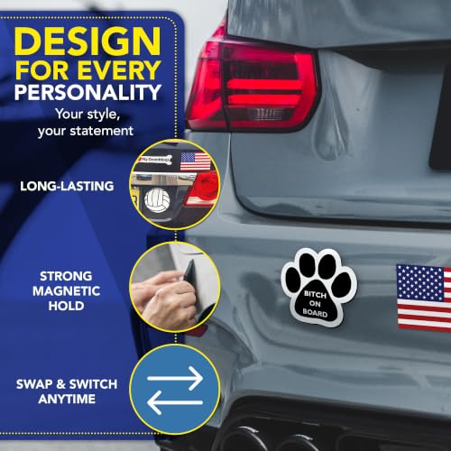 Image of Bitch on Board Pawprint Car Magnet 5 Inch 2 Pack, Dog Lover Gift