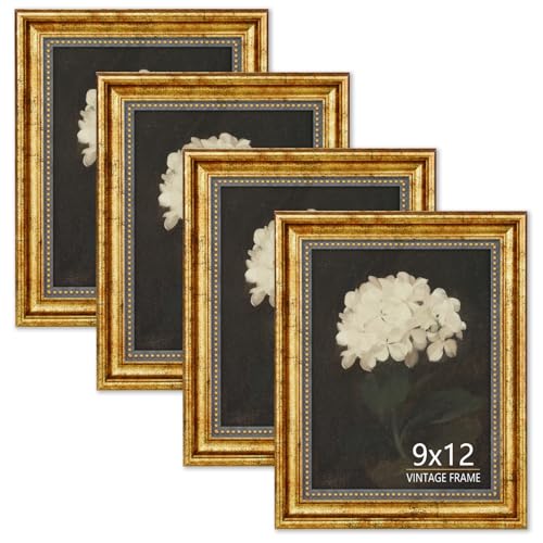 9x12 Picture Frame Set of 4 Vintage Bronze Gold...