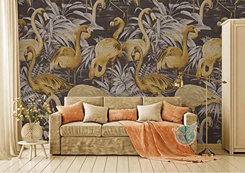 Papier peint flamant doré pour couvrir un mur abîmé 250x175 - 3