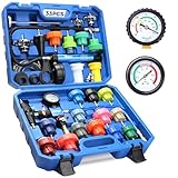 DISEN 33Pcs Coolant Pressure Tester Kit, Master Coolant Vacuum Refill Kit with 23 Radiator Adapters, Radiator Cooling System Pressure Tester & Vacuum Purge Tool for Cars, Trucks, SUVs