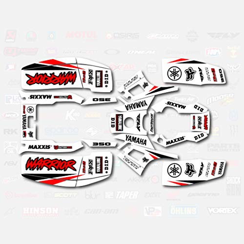 Boston Decal Works White Red Shift Racing Graphic kit fits Yamaha Warrior 350 87-04 electric start