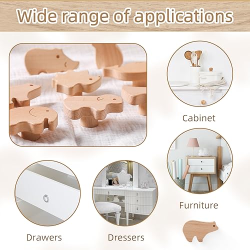 OESSUF 12PCS Wooden Cabinet Knobs with Screws - Image 4