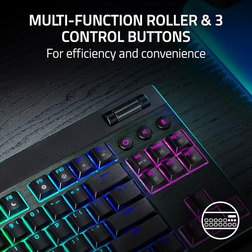 BlackWidow V4 - Tastiera da gioco wireless TKL HyperSpeed a basso profilo: interruttori meccanici verdi, wireless a 2,4 GHz e Bluetooth, rullo multifunzione, 3 pulsanti di controllo, batteria a - Tastiera gaming - Immagine 3