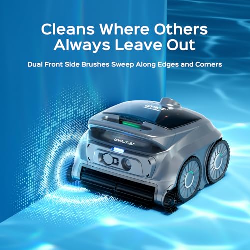 Image of WYBOT B1 Cordless Robotic Pool Vacuum, Quad-Roller Brushes for Edge Cleaning, Smart Pool Cleaner Robot for Inground & Above Ground Pools, High Obstacle Crossing, App Control, Silver Gray