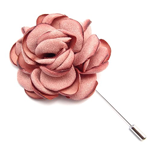 ZAKIA Men's Flower Lapel Pin Brooch Handmade Boutonniere for Suit (Dust Pink)