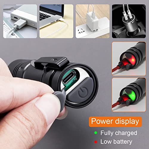 Securitying Ef04 800 Lumens Usb-C Rechargeable Mini Edc Flashlight, 5 Modes Ipx-7 Water-Resistant Small Pocket Light Handheld Torch With Clip And Power Indicator, Built-In Battery #TOP2