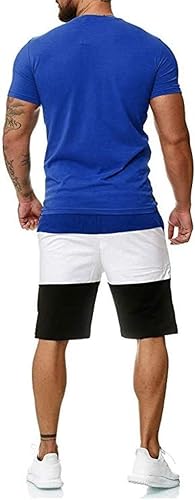Miniatura 2 de Conjunto corto de 2 piezas para hombre, para verano, casual, para gimnasio, entrenamiento, atlético, camiseta para playa, vacaciones