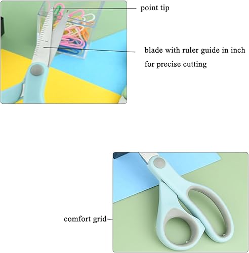 Miniatura 3 de Paquete de 3 tijeras pequeñas pastel de 5 pulgadas para la escuela, puntas afiladas, tijeras multiusos para niños, estudiantes, profesores,