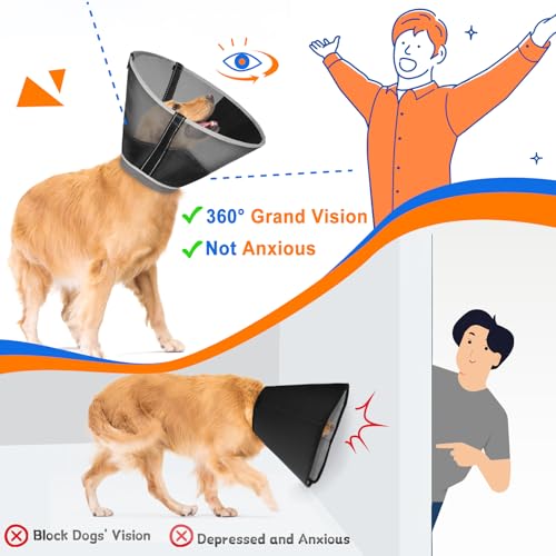 Image of Breathable Mesh Dog Cone Collar for Surgery, Soft Elizabethan Recovery Alternative to Stop Licking,Pet Neck Collar for Large Medium Small Breeds, XS