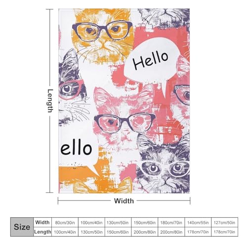 Couverture en micro polaire chat à lunettes douceur et réconfort maison