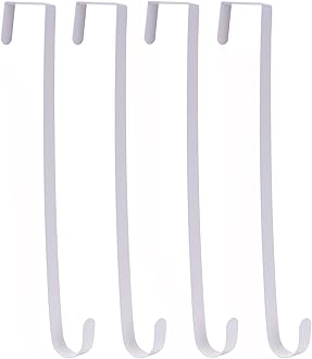 Sattiyrch 15" Wreath Hanger for Front Door,Sturdy Steel Wreath Door Hanger,Over The Door Hanger Hook (White,4)