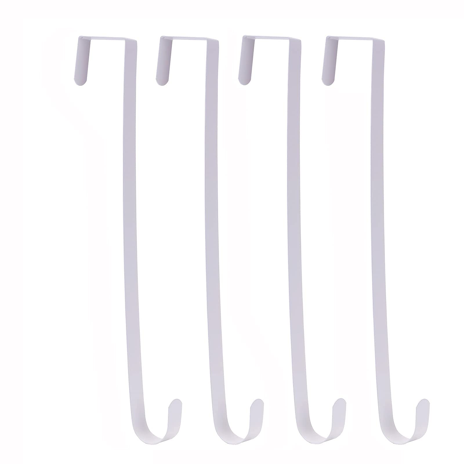 Sattiyrch 15" Wreath Hanger for Front Door,Sturdy Steel Wreath Door Hanger,Over The Door Hanger Hook (White,4)