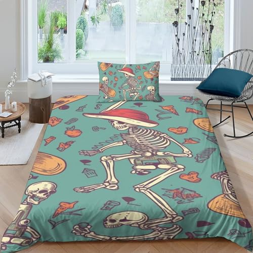 Housse de couette 3D imprimé literie squelette 135x200 - 2