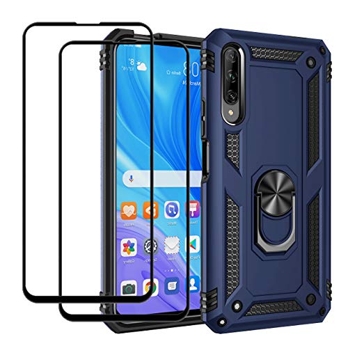 EasyLifeGo for Huawei Y9s / Huawei P Smart Pro 2019 / Honor 9X Pro Kickstand Case with Screen Protector Tempered Glass [2 Pieces], Hybrid Heavy Duty Armor Dual Layer Anti-Scratch Case Cover, Blue