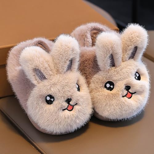 Kids Boys Girls Cute Bunny Fuzzy Slippers Non-Slip Furry Soft Bedroom House Slides Fall Winter Warm Indoor Shoes2