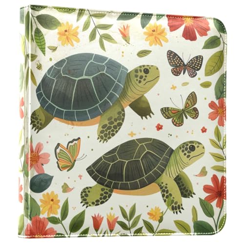 JIPONI Turtles Large Photo Album, DIY Leather Cover Scrapbook Albums for 4x6 5x7 6x8 Pictures, Self Adhesive Memory Book for Wedding, Baby, Family
