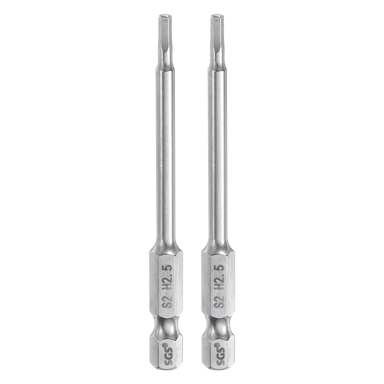QUARKZMAN 2pz Punte per Cacciavite Chiave Esagonale 2,5mm (H2,5) Metrico 1/4" Attacco Esagonali 75mm (3") Punta Magnetica Lunghe Acciaio S2 Punta Trapano Piatte Grado Industriale per Viti