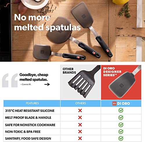 DI ORO® Spatulas for Cooking - Silicone Spatulas for Cooking Heat-Resistant up to 315° - Fish Slice for Non Stick Pans BPA Free - Flexible & Sturdy Kitchen Turner Spatulas for Pancakes & Eggs (3pc) - Image 3