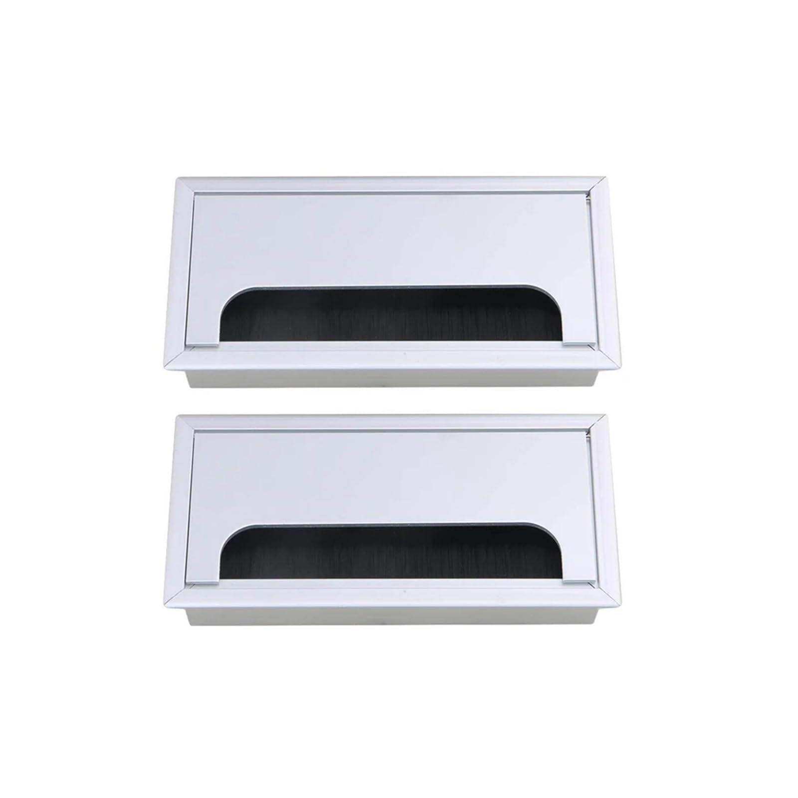 Lega di Alluminio Argento Tavolo scrivania rettangolo passacavo passacavo Copertura Porta di Uscita 16x8x3 cm con Spazzola Nera (Size : 4pcs)