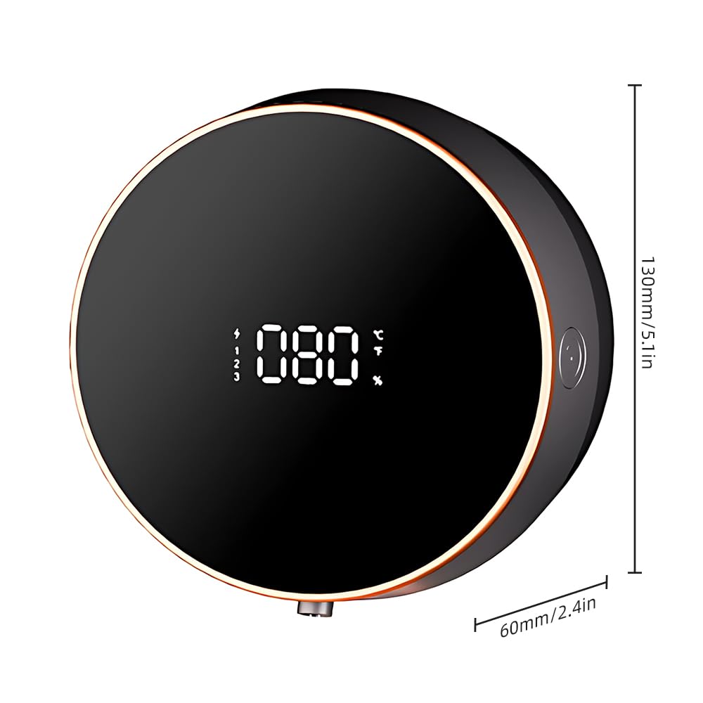 Kavolet Distributore automatico di sapone schiumogeno da parete senza senza foratura, 300 ml, dispenser intelligente ricaricabile con display LCD, 3 livelli regolabili