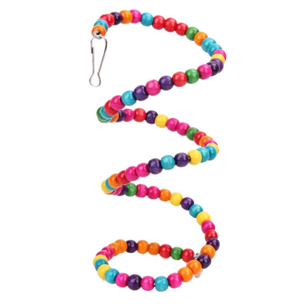 ONELINK MALL Jumbo Playful Natural Wood Bead Swing Flexible Ladder Toy for Birds - 100 cm 4