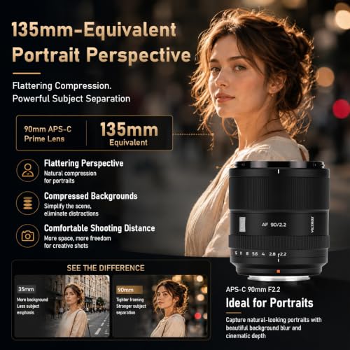 Image of Viltrox AF 90mm F2.2 EVO APS-C Prime Lens for Fuji X-Mount Cameras | Portrait Telephoto,F2.2 Large Aperture,HD Nano Multi-Coating,18.6 Angle,325g Lightweight,STM Autofocus,58mm Filter Thread