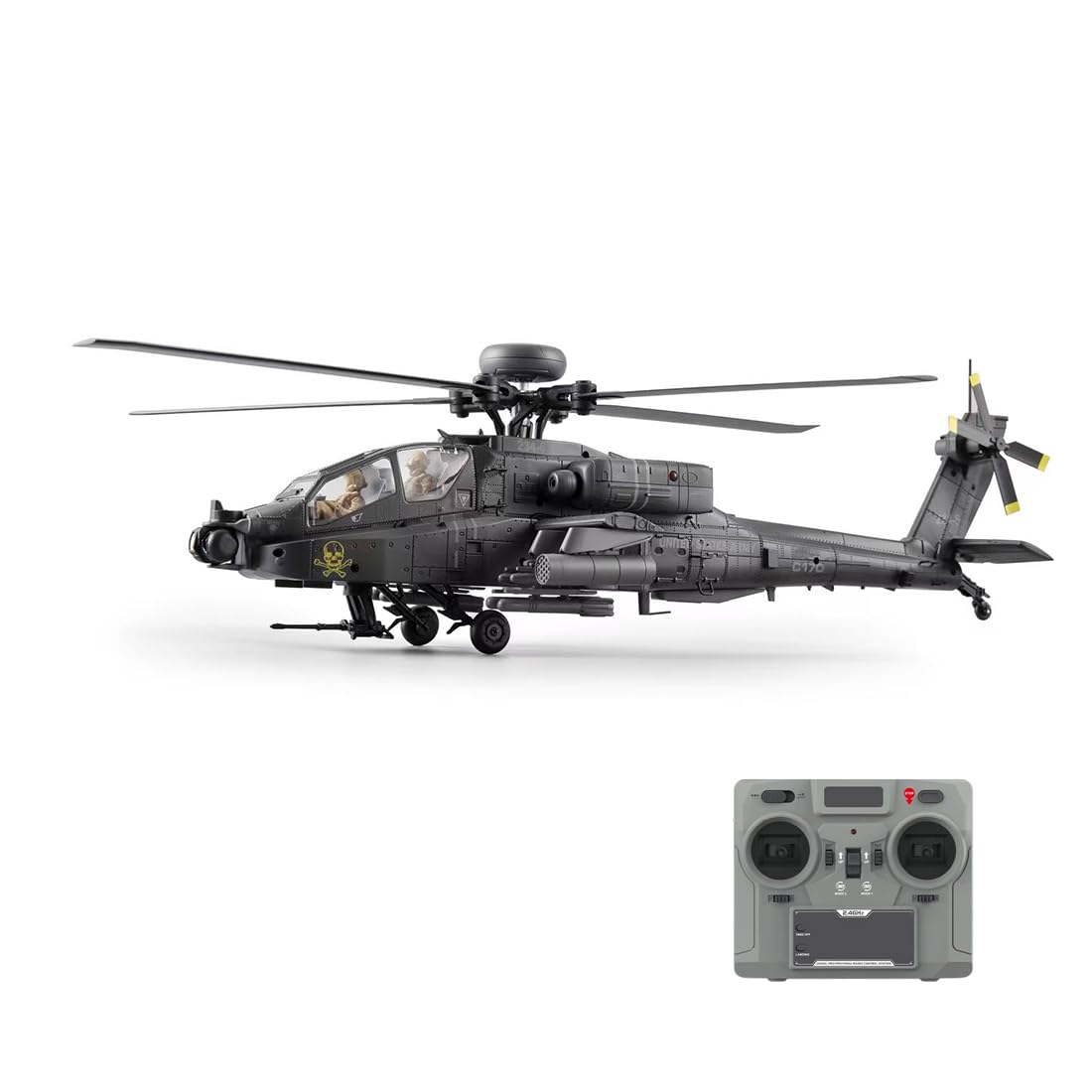 Elicottero radiocomandato C170 AH-64D, scala 1:48, 2,4 GHz, 6 canali, senza volo, rilevamento del flusso ottico, mantenimento TOF e altitudine, volo sopra la testa con un pulsante, motore
